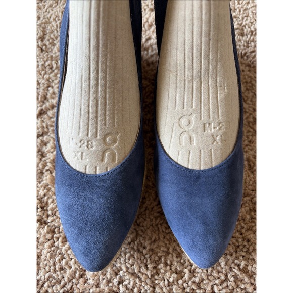 Eric Michael Navy Blue Suede Leather TEVA Wedge Almond‎ Toe Shoes Spain 38 7.5-8 - Picture 2 of 16